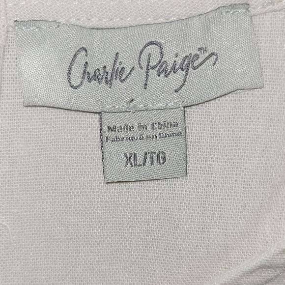 Charlie Paige Linen Blend Button Back Sleeveless Top Size XL Beige Minimalist - Picture 6 of 9